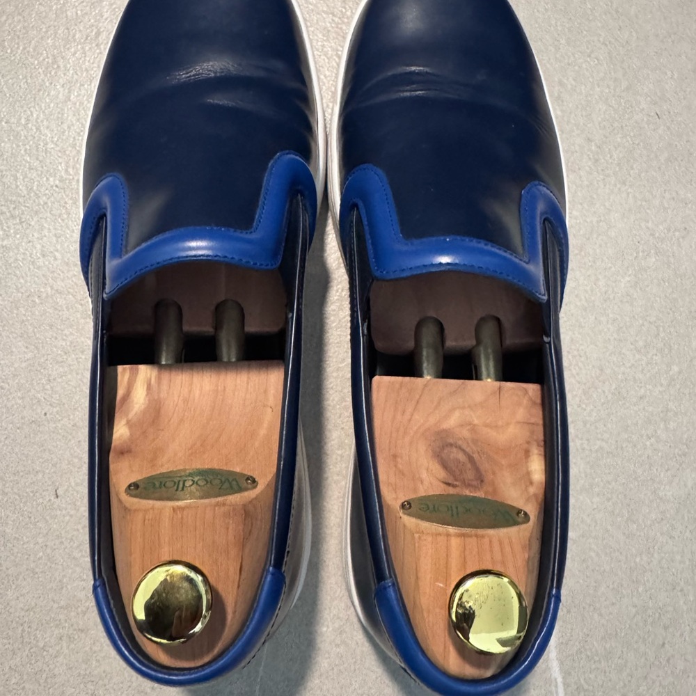 Prada Men's Navy Blue Slip-On Loafers